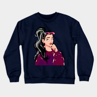 Cool girl with glasses Crewneck Sweatshirt